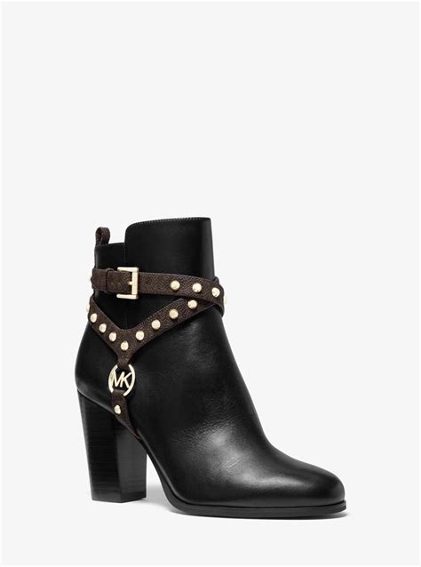 michael michael kors preston studded leather ankle boot|Michael Kors cowboy boots.